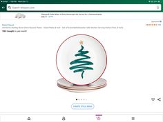 a white plate with a green christmas tree on it