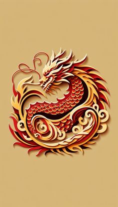 A stunning paper cut of a dragon against a soothing beige background. Perfect for adding a touch of fantasy to your decor. Cloisonne Art, Dragon Paper, Heavenly Creatures, Art 2024, House Diy, Year Of The Dragon, Chinese Dragon, Chinese Zodiac, A Dragon