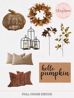 fall home decor is featured in this postcard