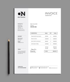 an invoice is shown on top of a piece of paper with a pencil next to it