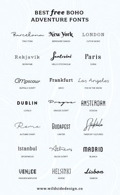 the font and numbers for different types of logos