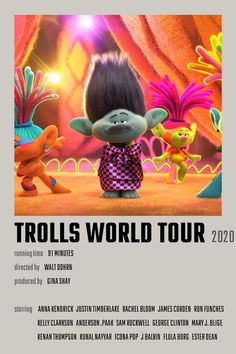 the movie poster for trolls world tour with an image of a troll and other characters