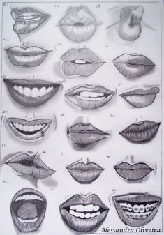 various types of mouth shapes and their corresponding features are shown in this drawing lesson for kids