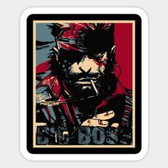 the character from metal gear is featured in this poster, which features an image of a man