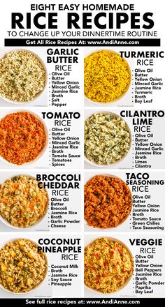 different types of rice are shown in this recipe for an easy and healthy dinner or side dish