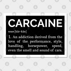 a black and white sign with the words carcaine on it's side