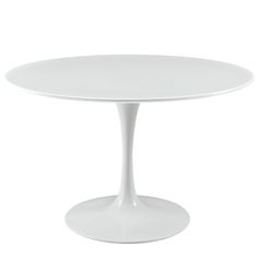 a white table with an oval top on a white background in the shape of a tulip