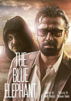 the blue elephant movie poster with two men wearing sunglasses and one man in hoodie