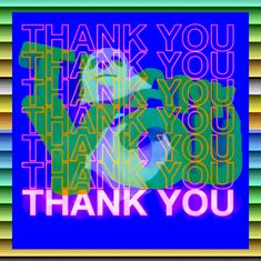 an image of a thank you card with the words thank you in purple and green