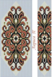 two cross - stitch designs with the same design on each side, one in red and white