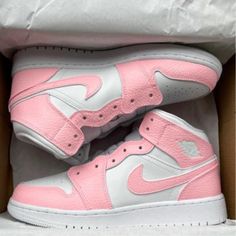 The Pink Custom Air Jordan 1 is a modern take on the classic Jordan 1 silhouette. Crafted with premium leather and a sleek, minimalist design, this stylish shoe is the perfect way to take your street-style look up a notch. Comfortably padded for a secure fit, the Air Jordan 1 will keep you looking and feeling good all day long. iends, family, that special someone, or yourself ✨ - Exactly as shown in the pictures. - Brand New & Authentic. 💯  - Hand Painted with attention to detail. 👨‍🎨  - Air Jordan 1 Custom, Jordan 1 Custom, Jordan 1 Pink, Custom Air Jordan 1, Custom Jordans, Preppy Shoes, Cute Nike Shoes, Cute Nikes, Swag Shoes