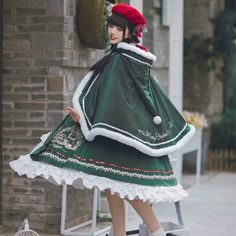 Women's Fake Two Piece Midi Lolita Dress
Features：

 	Product ID:DS0444
 	Material:Polyester,Cotton
 	Season:Spring,Summer,Autumn,Winter
 	Color:Green
 	Include:Cape*1+Dress*1

Size Chat： Cloak Dress, Christmas Poses, Shopping Link, Op Dress, Dress Shopping, Sweet Lolita, Lolita Dress, Harajuku Fashion, Christmas Dress