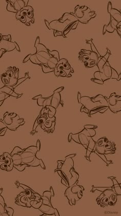 an image of cartoon animals on a brown background