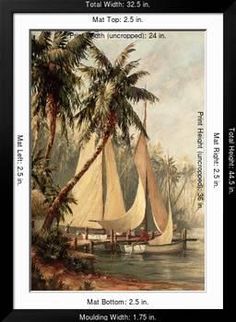 two sailboats in the water near palm trees