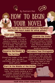 How to write beginning of your novel. 🌟 Start Your Novel with a Bang! Learn how to write a captivating beginning that hooks readers from the first page. Discover tips for crafting an intriguing opening line, introducing characters, and setting up the stakes that keep your audience turning the pages.  ✨ Perfect for writers of thrillers, fantasy, romance, and more, these strategies will help you create a memorable start to your story that stands out. Ready to nail your novel's opening? Let’s dive in! 🖋️  🎯 #HowToStartANovel #WritingTips #NovelBeginnings #CreativeWriting #FictionWriters #StoryHooks #FirstChapterTips #NovelWriting #WriterResources #WritingCommunity Introducing Characters, Character Goals, Motivation Writing, Romance Writing, Novel Romance, Query Letter, Inspiration Story, Fantasy Writing, Writing A Novel