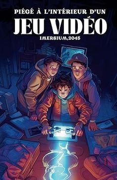 a poster for the movie jeu video, featuring three boys looking at a glowing object