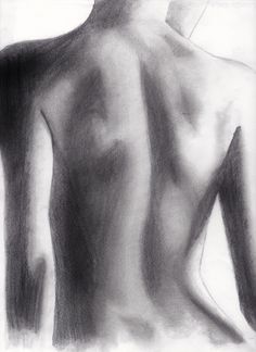 a black and white drawing of a man's back with no shirt on it