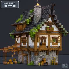 the house is made out of wood and stone