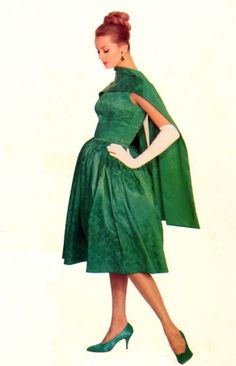 1960 60s Prom Dress, Green Couture, Fashion 1960s, 1960's Fashion, 20th Century Fashion, Sixties Fashion, Green Things, Green Dresses