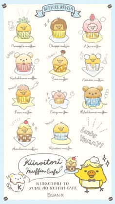 a poster with different types of cupcakes on it