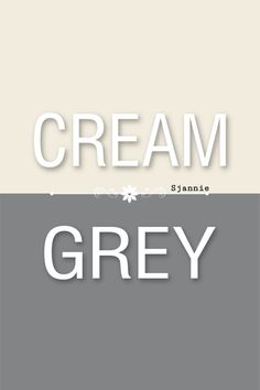 the words cream and grey are cut out from paper