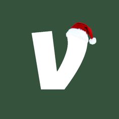 the letter v has a santa hat on it