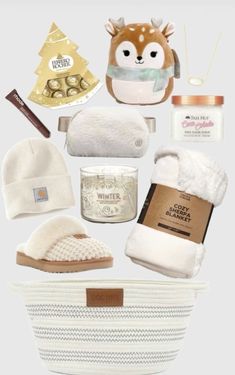 the contents of a baby's diaper laid out in a basket