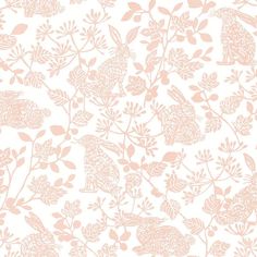 Wallpaper Botanical Bunnies Peel & Stick Wallpaper // Pink Pale Pink Wallpaper, Wallpaper For Bedroom, Graphic Rug, Spring Brunch, Wall Art Wallpaper, York Wallcoverings, Bunny Designs, Rectangle Mirror, Peel Stick Wallpaper