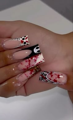 October Books, Holloween Nails, Books Open, Halloween Acrylic Nails, Hard Nails, Colored Acrylic Nails, Nails Design With Rhinestones, French Tip Acrylic Nails, Dope Nail Designs