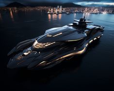 a futuristic boat floating on top of the ocean