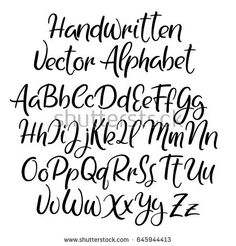 handwritten alphabet in black ink on white background stock photo - 548972