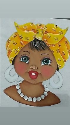 a painting of a woman wearing a yellow turban and white dress with earrings