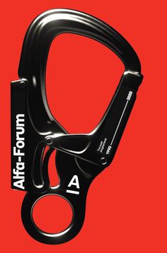 a pair of black scissors with the words art form on it's side against a red background