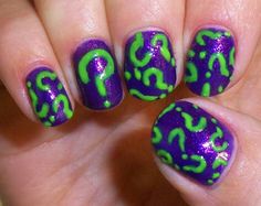 Riddler Nails, Nerdy Nails, Punk Nails, The Riddler, Really Cute Nails, Cool Nails, Kawaii Nails, Funky Nails, Dream Nails