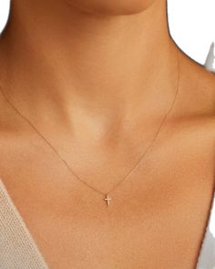 Tiny Gold Cross Necklace, Small Gold Cross Necklace, Delicate Cross Pendant Jewelry With Chain, Delicate Cross Jewelry With Delicate Chain, Delicate Cross Pendant Jewelry With Delicate Chain, Elegant Crucifix Jewelry With Delicate Chain, Elegant 14k Gold Cross Necklace With Delicate Chain, Elegant Cross Necklace With Delicate Chain, Dainty Diamond Cross Pendant Jewelry