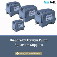 three oxygen pumps are shown with the words diaphragm oxygen pump aquarium supplies