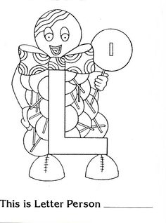 the letter i is for person coloring page with an image of a cartoon character holding a balloon