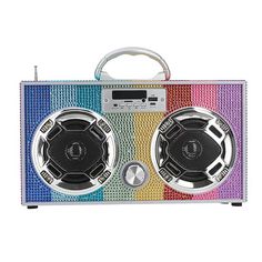 Trend Tech Brands Bling Boombox Rainbow | NINI and LOLI Phone Jack, Boom Box, Tech Branding, Fun Music, Mini Melissa, Halloween News, Boy Accessories, All Music, Fm Radio