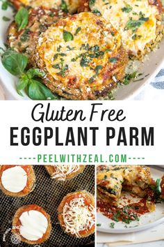 gluten free eggplant parm with cheese and spinach on top