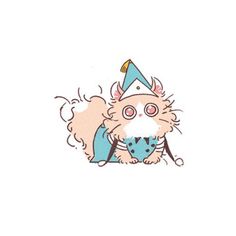 a drawing of a dog wearing a party hat