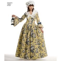 Design:   3723 SIMPLICITY  Reenactment COLONIAL PIONEER PILGRIM  Dress and Hat Fabrics : 45" to 54" (115cm to 140cm) Home Dec weight fabrics, Gingham, Calico, Cotton, Linen and Linen Blends, Jacquard, Brocade, Satin. D : Cap and Scarf in Sheer, Embroidered Sheers. Extra fabric needed to match plaids, stripes or one-way design fabrics Fabric widths given in inches. Please read manufacturer's information about this pattern  Condition: Uncut  Condition: NEW, Uncut, Factory Folded Makes sizes 6-8-10 Gown Dress Pattern, Pilgrim Dresses, Costume Sewing Patterns, Drawstring Neckline, Period Costumes, Simplicity Sewing, Simplicity Sewing Patterns, Sewing Pattern Sizes, Simplicity Patterns