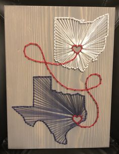 a piece of art that has been made to look like the state of texas with string