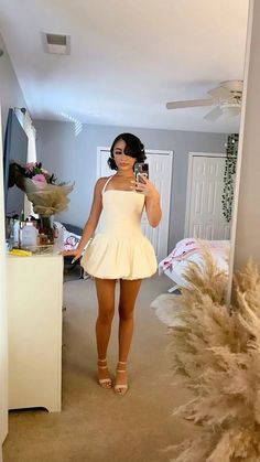 White A-Line Lovely Short Party Dress Homecoming Dress fg7121 – formalgowns Dresses For Winter Dance, 18th Birthday Dress, 19th Bday, Bday Dress, 16th Birthday Outfit, Grad Ideas, Classy Fits, Birthday Fits, Cute Birthday Outfits