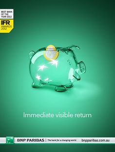 a green piggy bank sitting on top of a green background with the words immediate visible