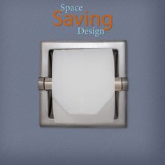 a square light switch with the words space saving design on it's side and an orange text overlay that says space saving design