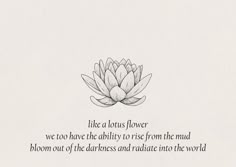 Part of the reason I got a lotus tatoo. To remind myself. Out Of The Darkness, Lotus Tattoo, The Darkness, Lotus Flower Tattoo, Lotus Flower, Woman Quotes, The Words, New Tattoos, Namaste