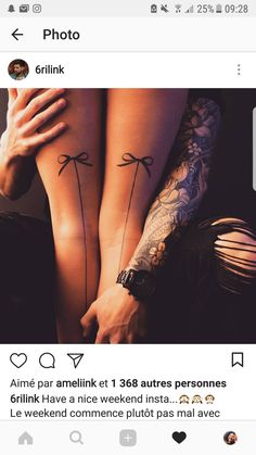 two people with tattoos on their legs are holding each other's hands and one person has