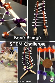 Bridge Stem Challenge, Steam Activities Elementary, Halloween Stem Challenge, Fall Stem Activities, The Skeletal System, Elementary Stem Activities, School Age Activities