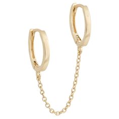 PRICES MAY VARY. This 14K Gold Plated double stud earring is the perfect way to level up your ear game. The earring features 2 cluster stones, or 2 huggies that are connected by a chain that measures 0.5”. 2 piercings necessary to wear this earring. This double piercing earring for women is expertly crafted with two generous coats of 14K gold on a sterling silver frame to ensure a long lasting finish that is nickel free, lead free, and hypoallergenic. This earring comes packaged in a Jewelry Box Adinas Jewels Earrings, Connected Double Earring, Earrings Double Piercing, Double Piercing Earrings, Double Earrings, Huggie Earrings Gold, Huggie Earrings Silver, Double Piercing, 14k Gold Hoop Earrings