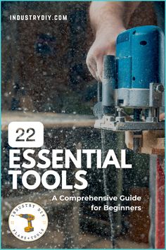 a book cover with the title 22 essential tools for beginners, including a driller and